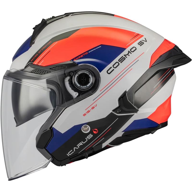 Casco de moto jet MT Cosmo SV Icarus A5 azul-blanco-rojo