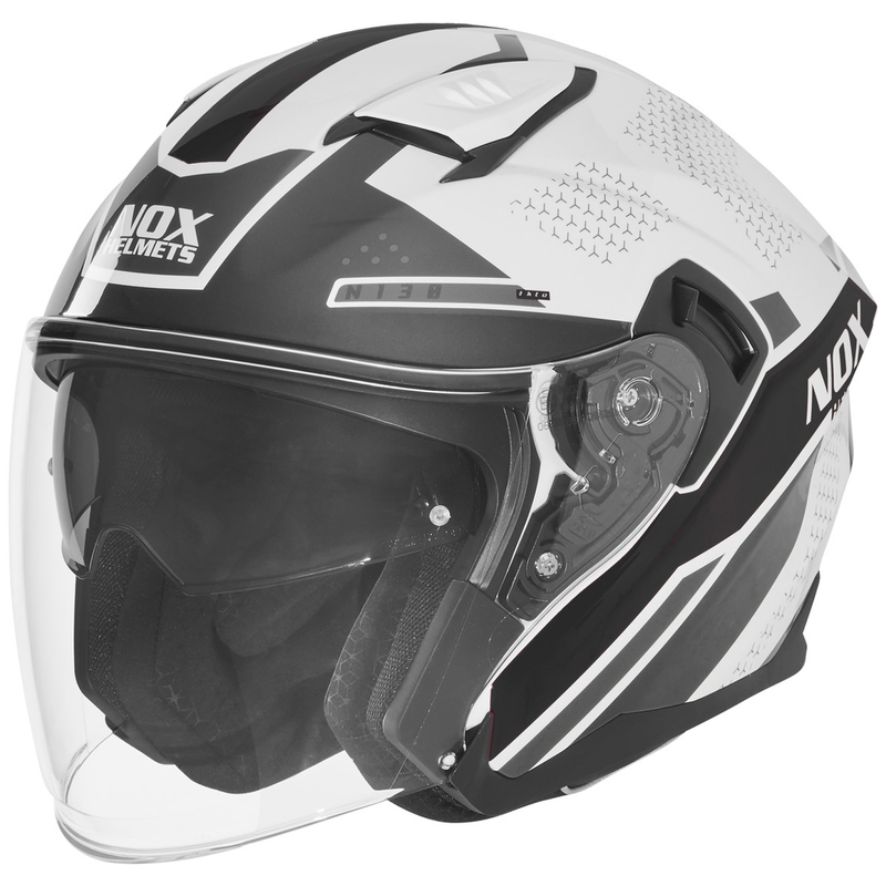Casco de moto jet NOX N130 EKTO blanco-negro