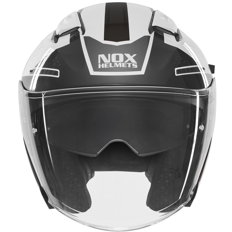 Casco de moto jet NOX N130 EKTO blanco-negro