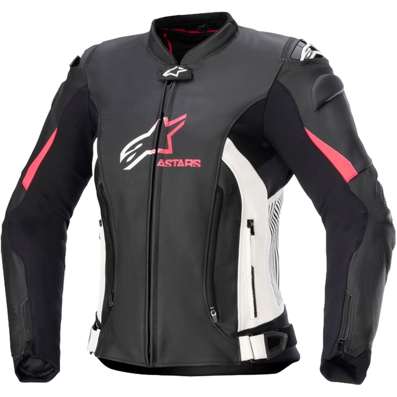 Chaqueta de moto Alpinestars GP PLUS 4 para mujer Negra, Blanca y Rosa