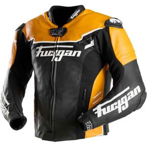Chaqueta de moto de cuero Furygan Signature 55 negra y amarilla