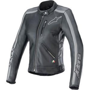 Chaqueta de cuero Alpinestars Stella Dyno para mujer, negra y gris