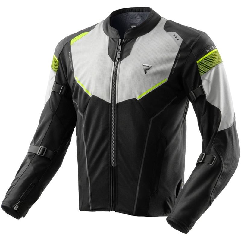 Chaqueta de moto Rebelhorn Hiflow V en negro, gris y amarillo fluorescente