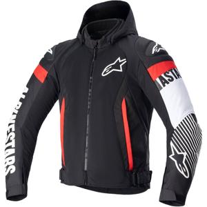 Chaqueta de moto impermeable Alpinestars Zaca Air negra-blanca-roja fluo