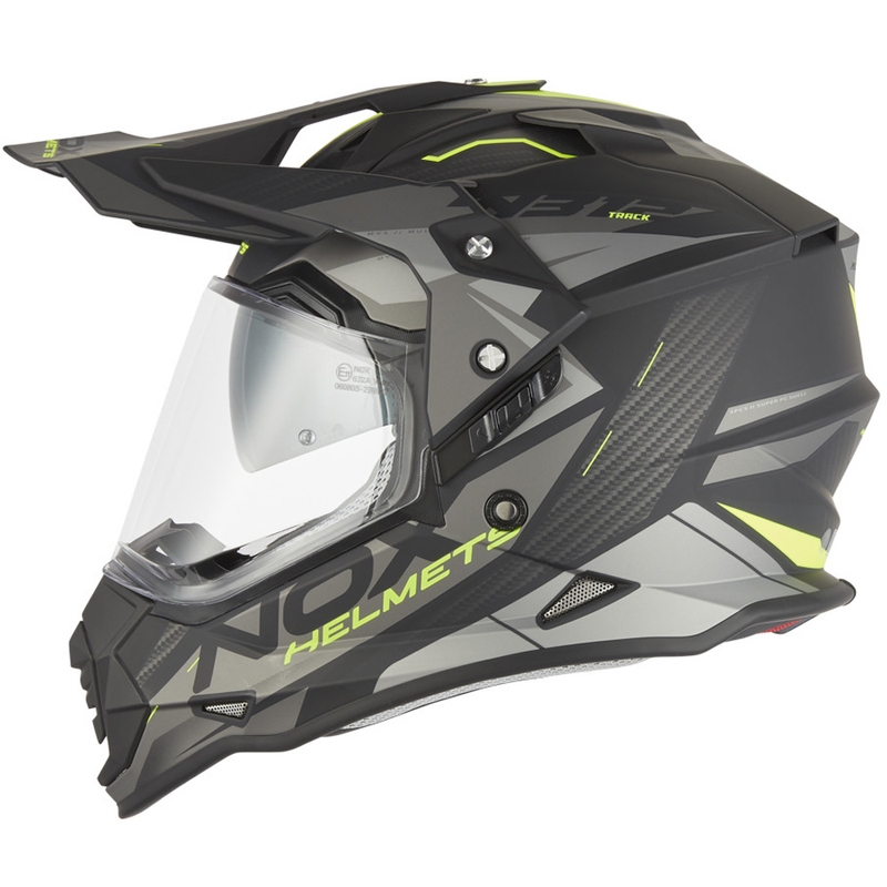 Casco de moto enduro NOX N312 Track negro mate-amarillo fluo