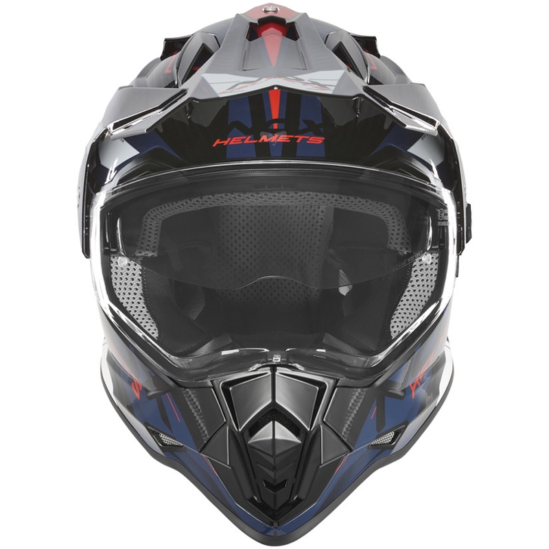 Casco de moto enduro NOX N312 Track azul-rojo