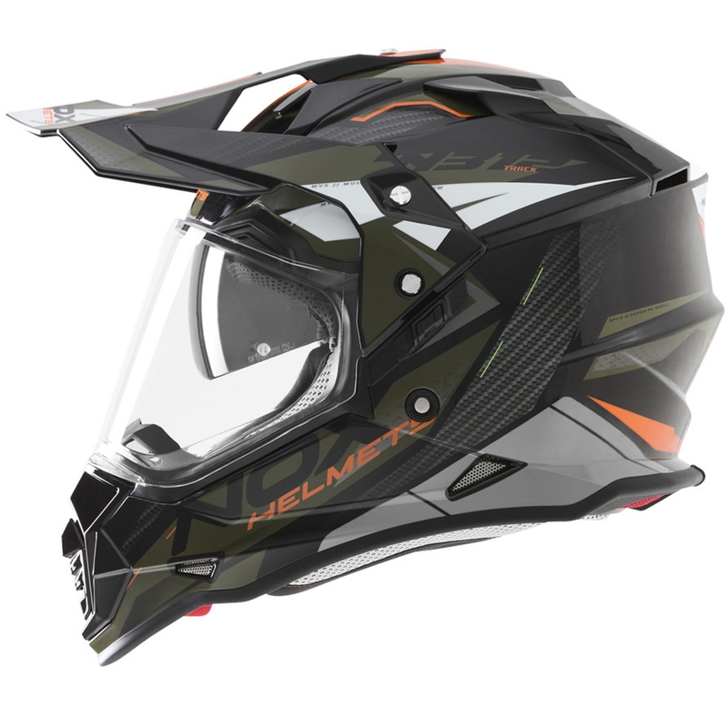 Casco de moto enduro NOX N312 Track caqui-naranja