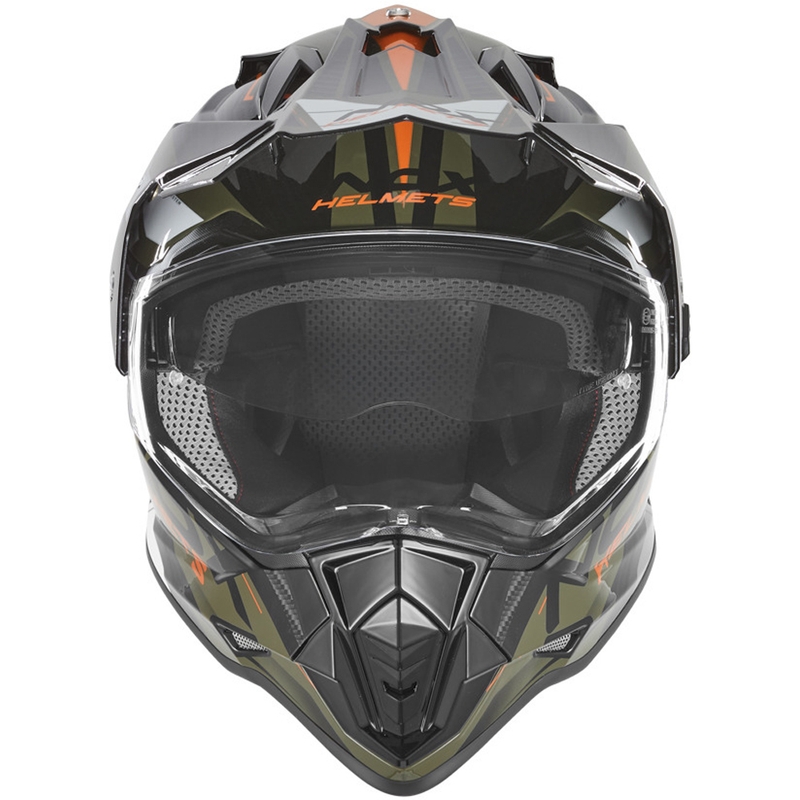 Casco de moto enduro NOX N312 Track caqui-naranja