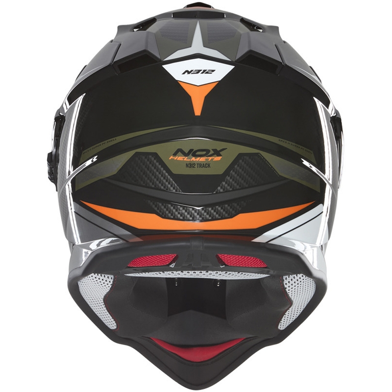 Casco de moto enduro NOX N312 Track caqui-naranja