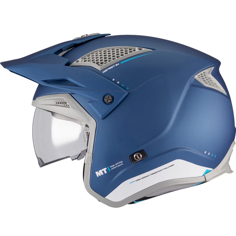 Casco abierto para moto de trial MT District SV S Soul C7 azul grisáceo mate