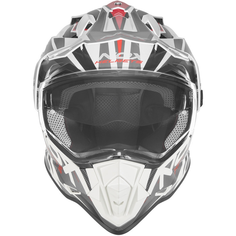 Casco de moto enduro NOX N312 Track blanco-rojo