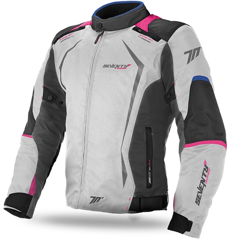 Chaqueta de moto para mujer SEVENTY DEGREES SD-JR49 gris-azul-rosa
