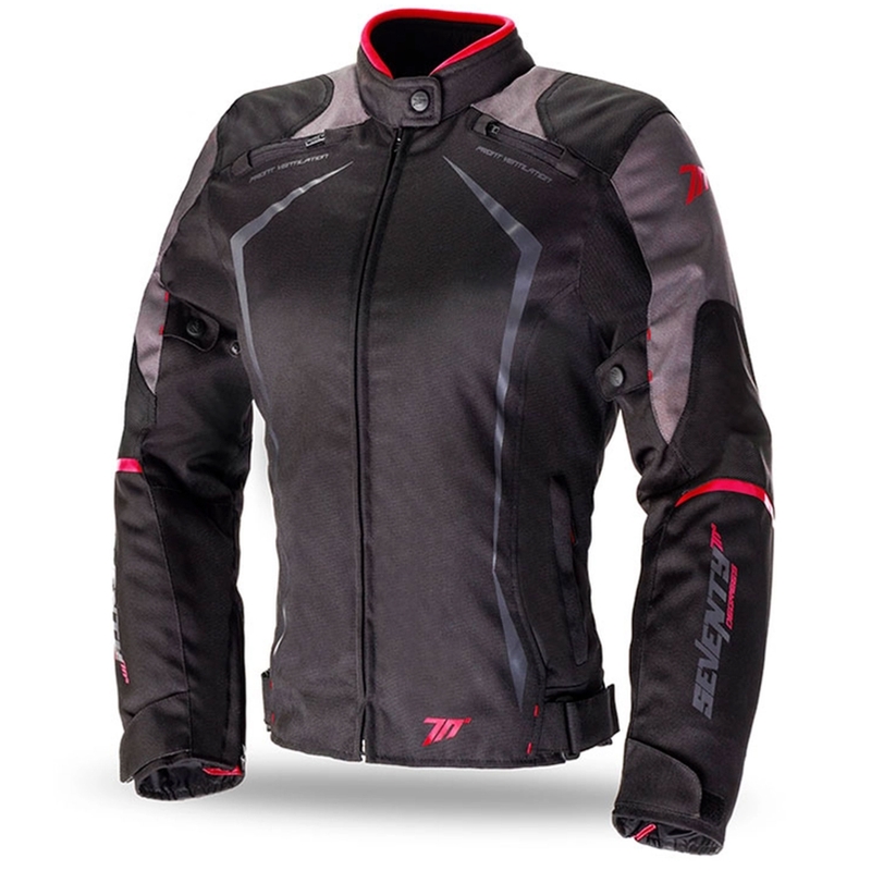 Chaqueta de moto para mujer SEVENTY DEGREES SD-JR49 negro-rojo
