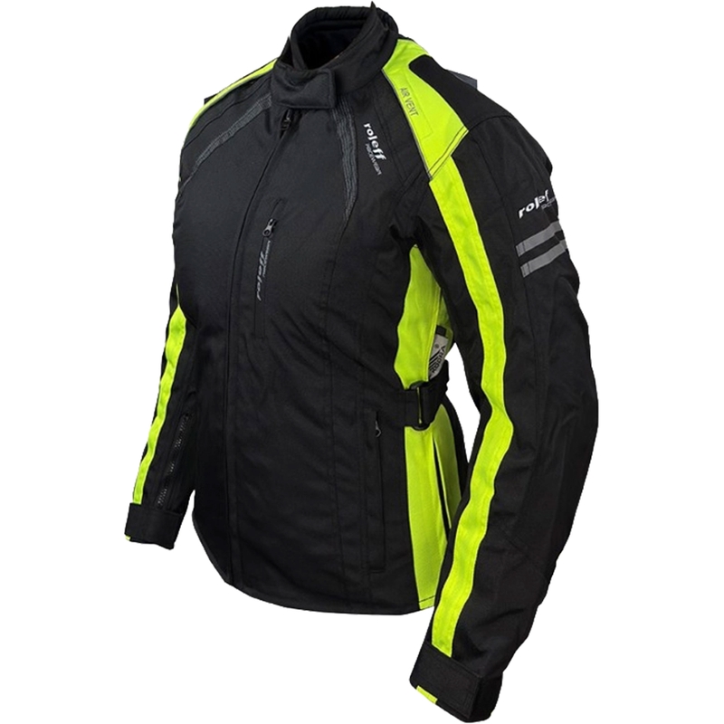 Chaqueta de moto para mujer Roleff Venedig negro-amarillo fluo