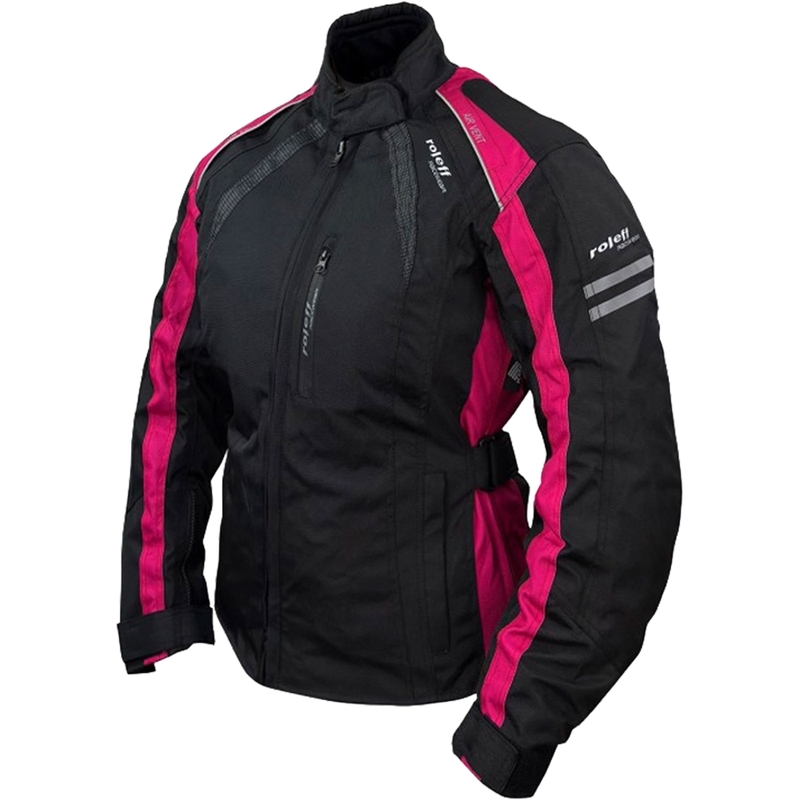 Chaqueta de moto para mujer Roleff Venedig negra y rosa