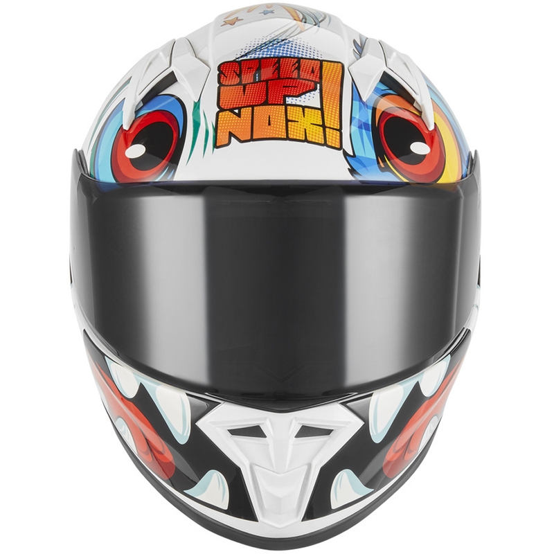 Casco integral de moto infantil NOX N731 Scrappy blanco-multicolor