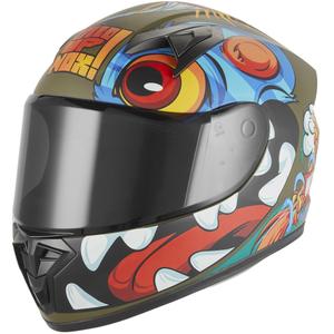 Casco integral de moto infantil NOX N731 Scrappy caqui-multicolor