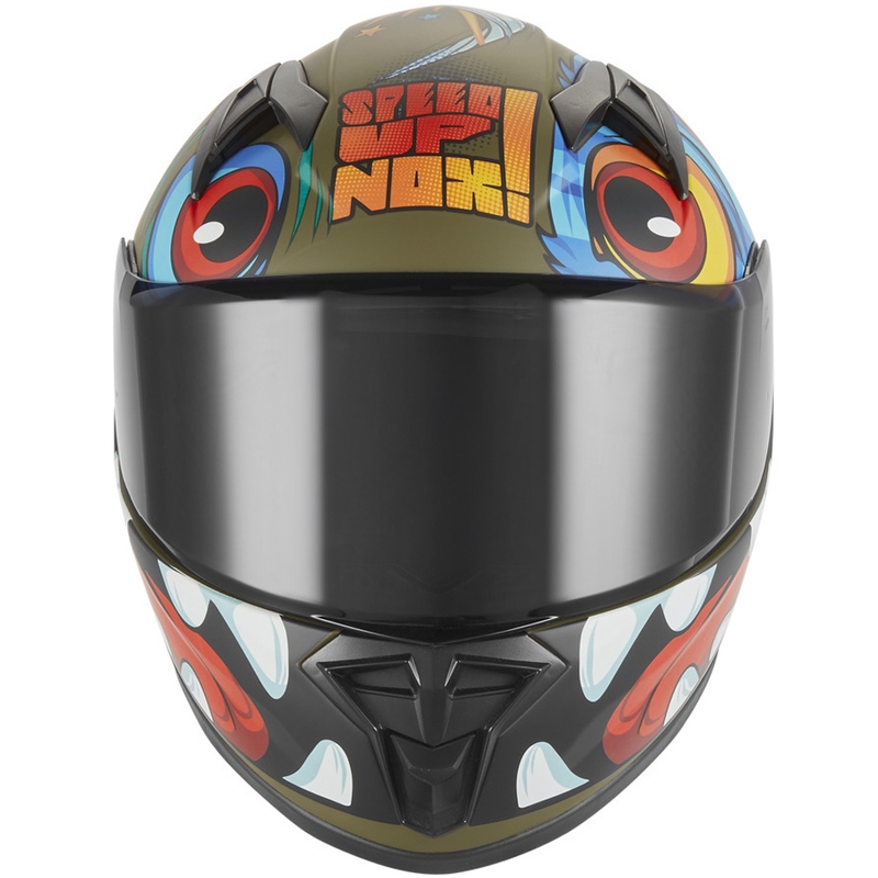 Casco integral de moto infantil NOX N731 Scrappy caqui-multicolor