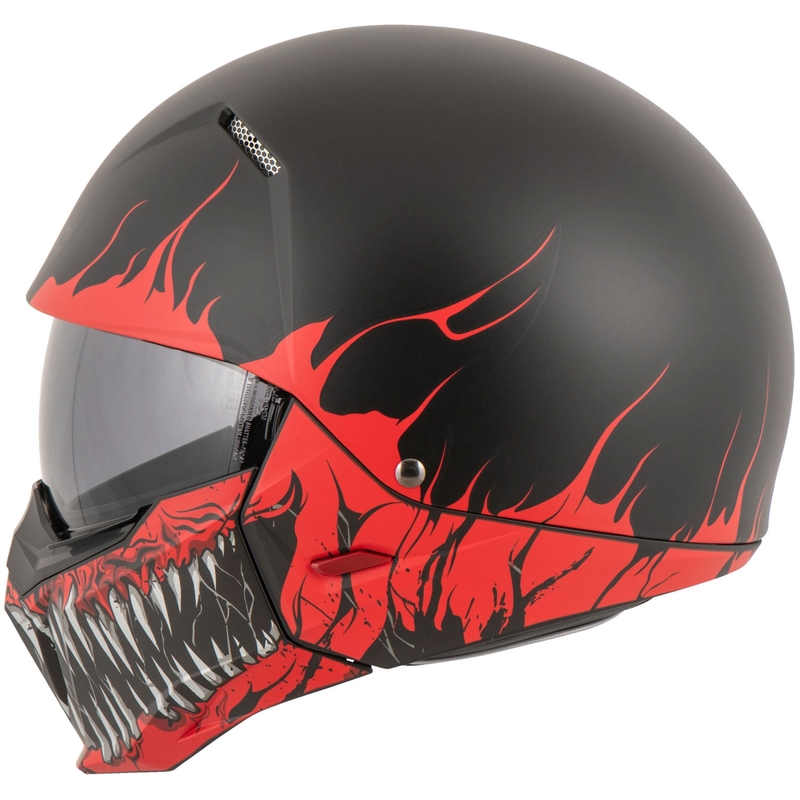 Casco abierto con máscara HJC i20 Scraw MC1SF blanco-rojo-negro - II. calidad
