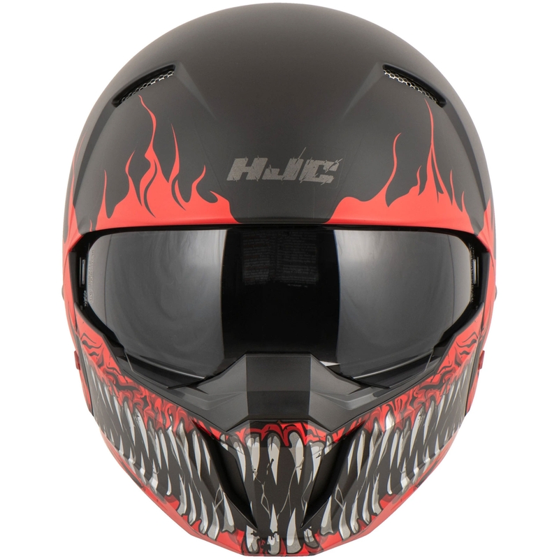 Casco abierto con máscara HJC i20 Scraw MC1SF blanco-rojo-negro - II. calidad