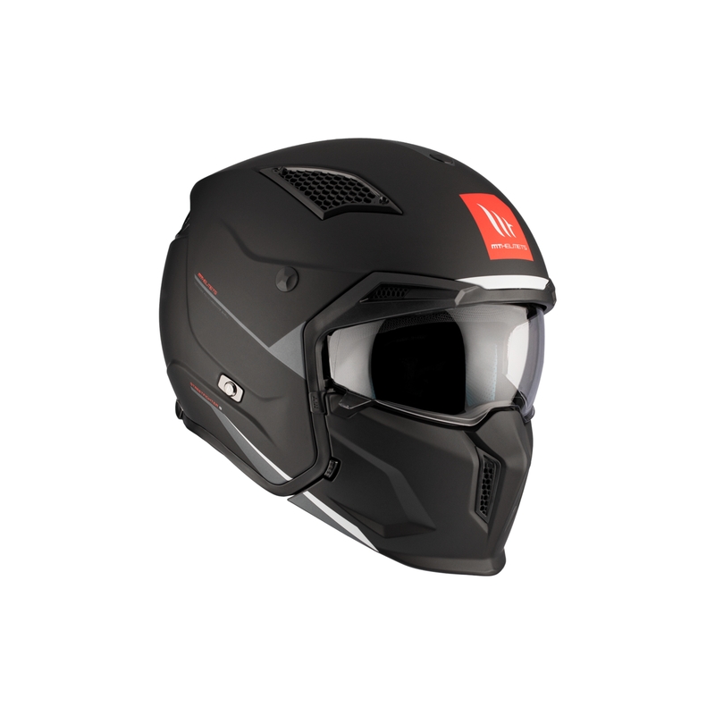 Casco abierto con máscara MT Streetfighter SV S Solid A1 negro mate con visera de iridio - II. calidad