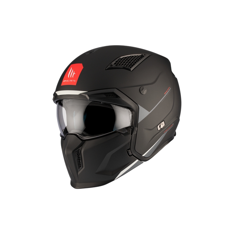 Casco abierto con máscara MT Streetfighter SV S Solid A1 negro mate con visera de iridio - II. calidad