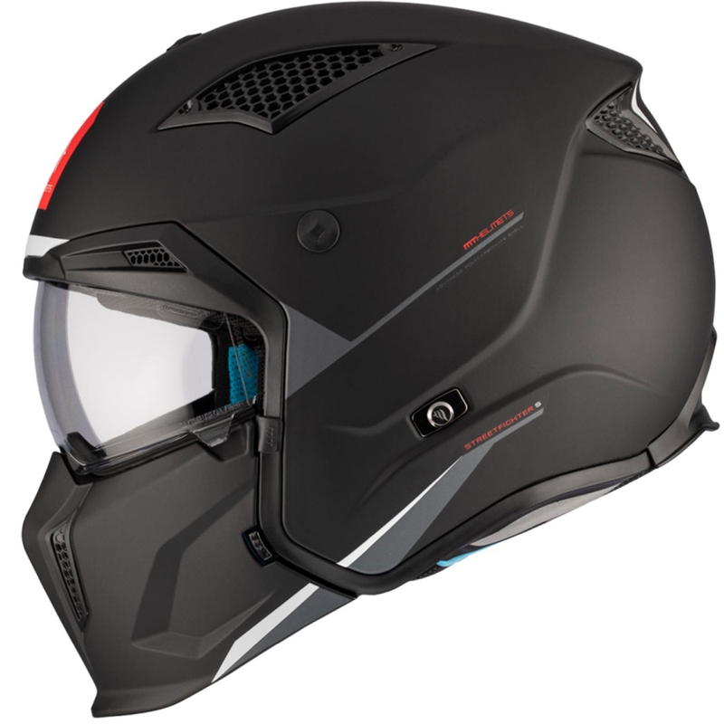 Casco abierto con máscara MT Streetfighter SV S Solid A1 negro mate con visera de iridio - II. calidad