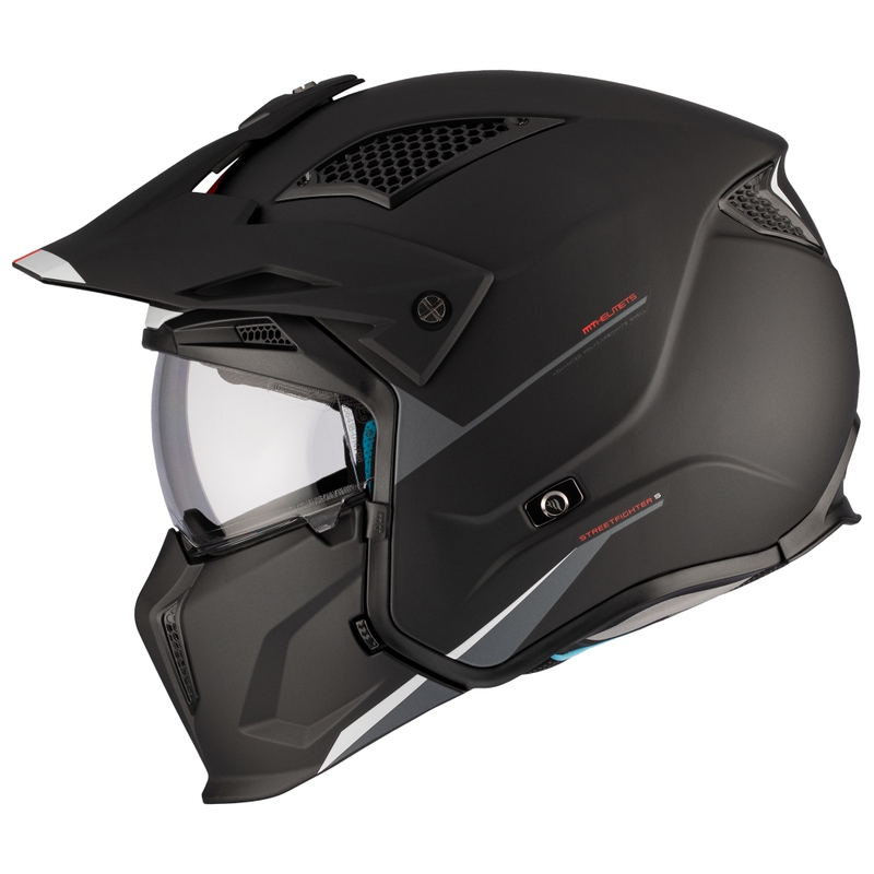 Casco abierto con máscara MT Streetfighter SV S Solid A1 negro mate con visera de iridio - II. calidad