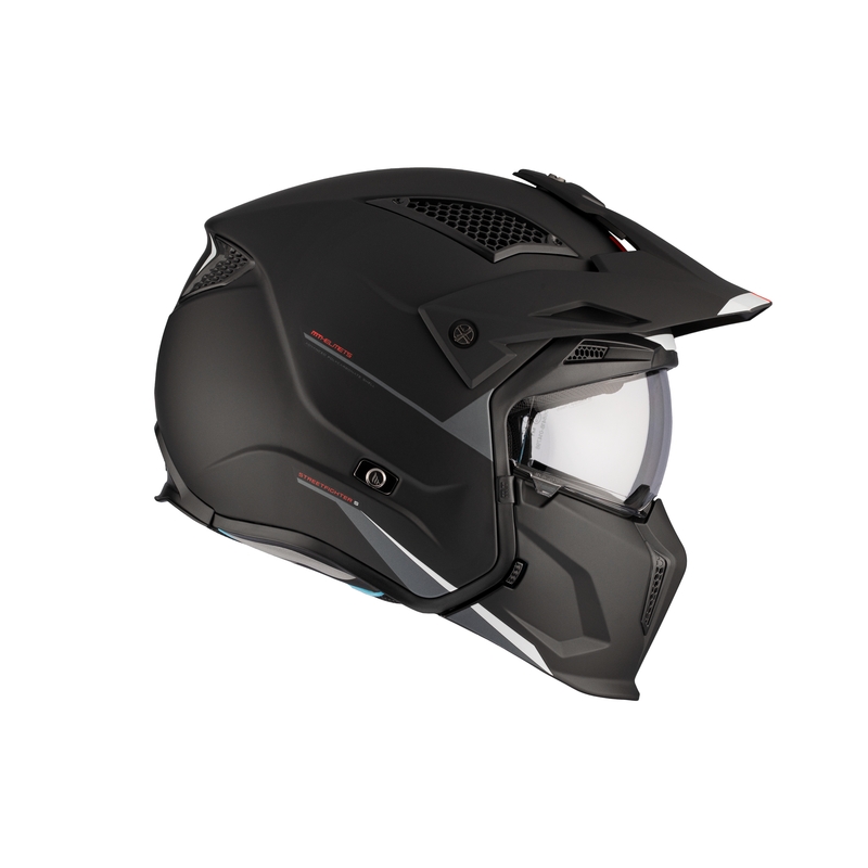 Casco abierto con máscara MT Streetfighter SV S Solid A1 negro mate con visera de iridio - II. calidad