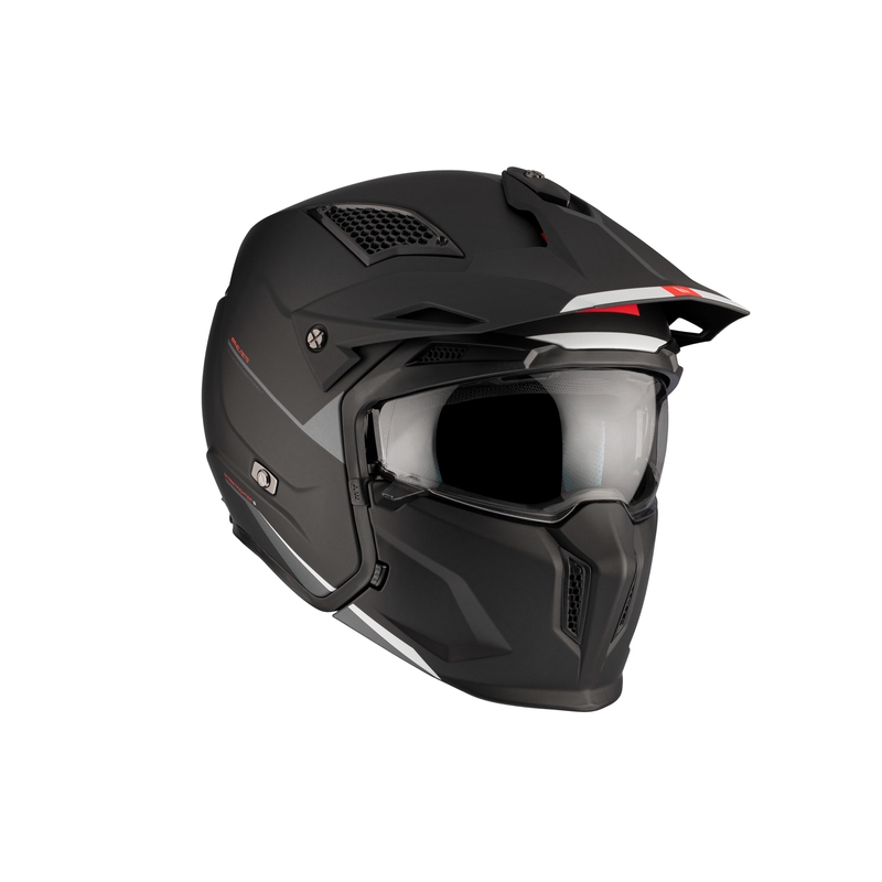 Casco abierto con máscara MT Streetfighter SV S Solid A1 negro mate con visera de iridio - II. calidad