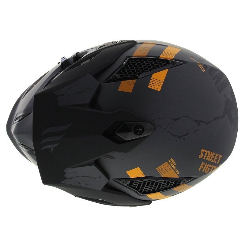 Casco abierto con máscara MT Streetfighter SV S Skull A12 gris-naranja con visera de iridio - II. calidad