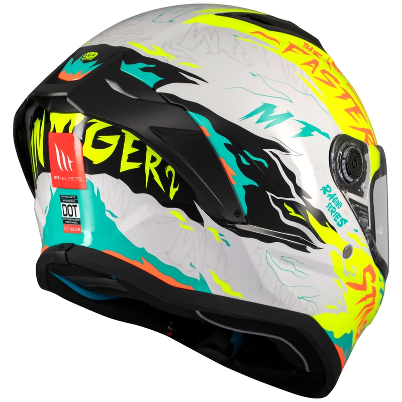 Casco integral de moto MT Stinger 2 Ardent blanco-amarillo - II. calidad