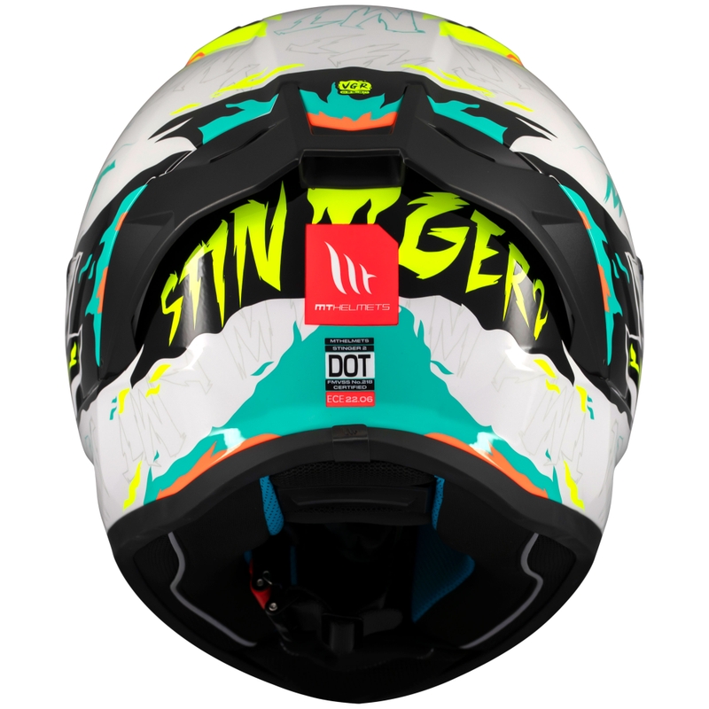 Casco integral de moto MT Stinger 2 Ardent blanco-amarillo - II. calidad