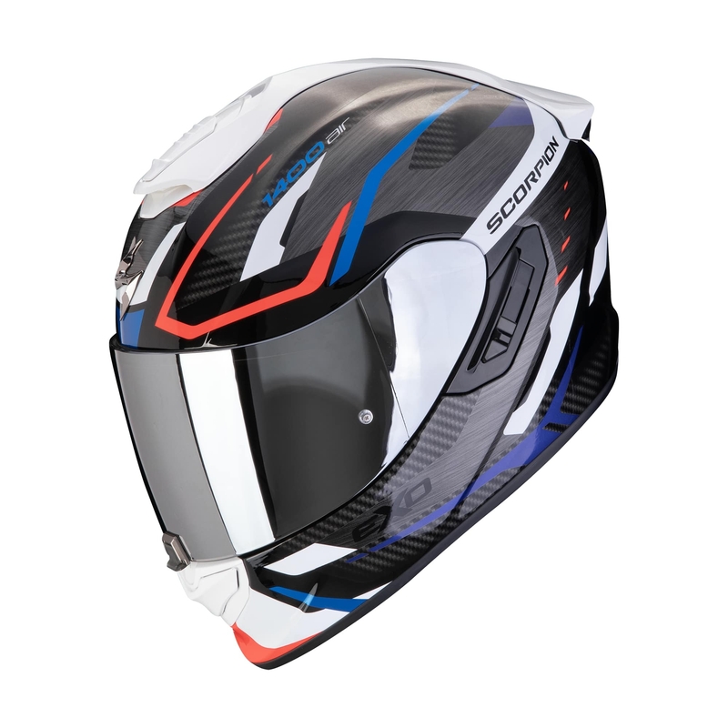 Casco integral de moto Scorpion EXO-1400 EVO II AIR ACCORD negro-azul-blanco en oferta - 2ª calidad liquidación - II. calidad