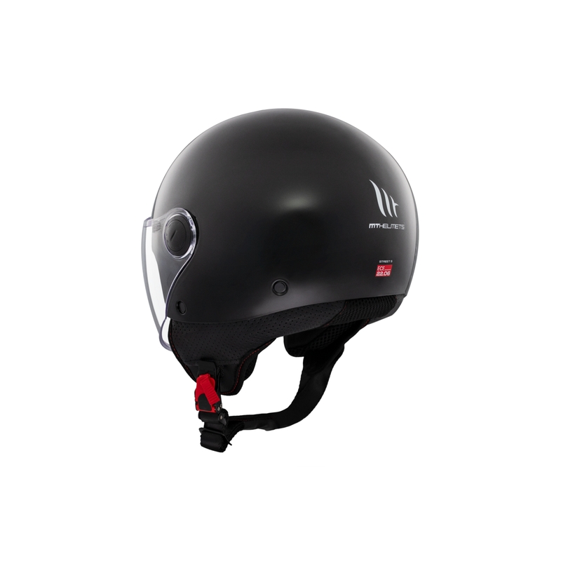Casco de moto jet MT Street S negro brillante - II. calidad