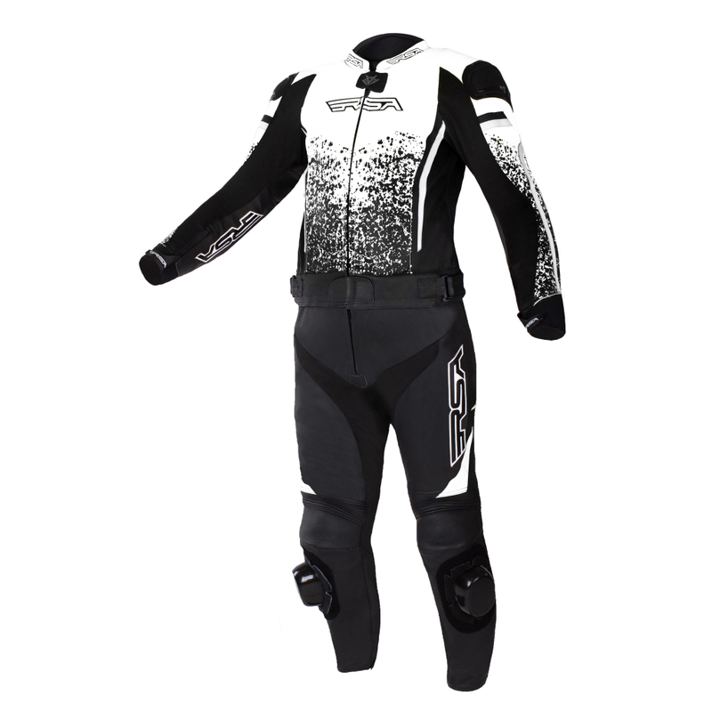 Traje de moto RSA GT2 negro-blanco en oferta - 2ª calidad liquidación - II. calidad
