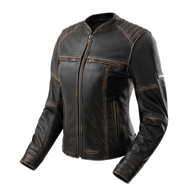 Chaqueta de moto de cuero para mujer Rebelhorn Hunter II marrón - 2ª calidad - II. calidad