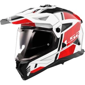 Casco moto enduro LS2 MX702 PIONEER II HILL blanco-rojo