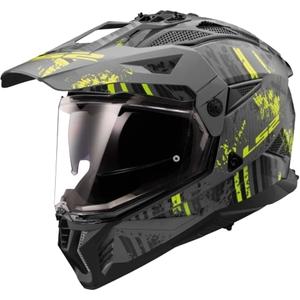 Casco moto enduro LS2 MX702 PIONEER II CRAZY negro-amarillo fluo