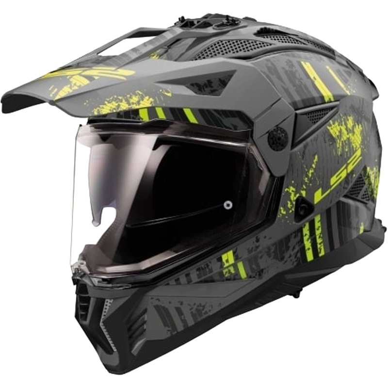 Casco de moto enduro LS2 MX702 PIONEER II CRAZY negro-amarillo fluo