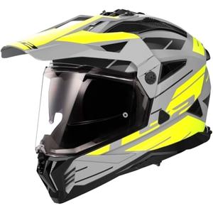 Casco moto enduro LS2 MX702 PIONEER II NAMIB gris-amarillo fluo