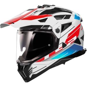 Casco moto enduro LS2 MX702 PIONEER II NAMIB blanco-azul-rojo