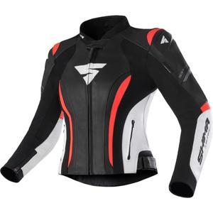 Chaqueta de moto Shima Miura 2.0 Negro-Blanco-Rojo Flúo para mujer