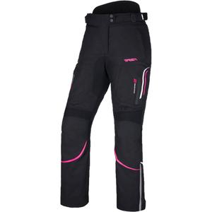 Pantalón de moto RSA Wasp negro, blanco y rosa para mujer