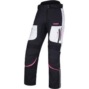 Pantalón de moto para mujer RSA Wasp negro, rosa y blanco
