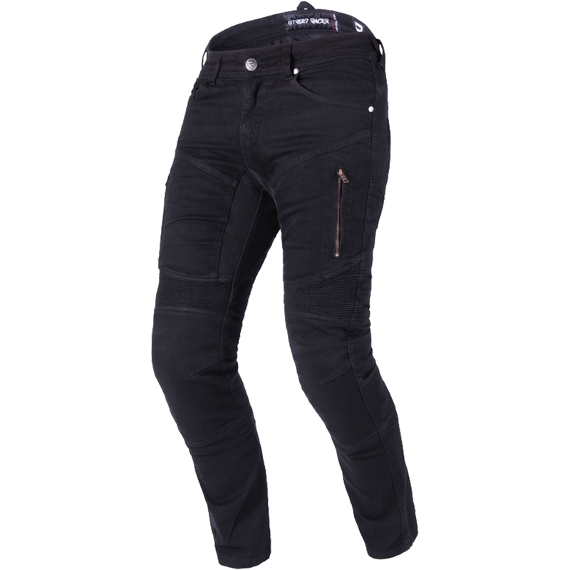 Pantalones vaqueros de moto Street Racer Stretch II CE cortos, color negro.
