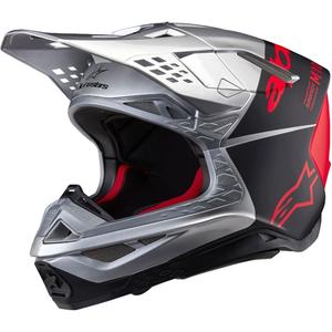 Casco de motocross Alpinestars Supertech S-M10 Flood plata mate-negro-naranja fluo