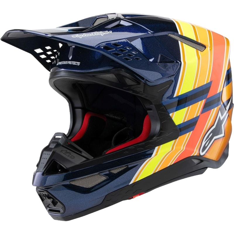 Casco de motocross Alpinestars Supertech S-M10 TROY LEE DESIGNS azul perla-naranja fluo-amarillo-rojo