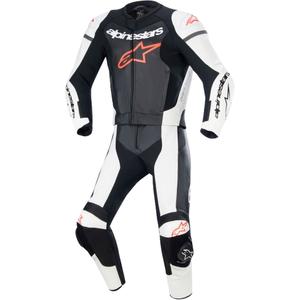 Mono de dos piezas Alpinestars GP Force Lurv de cuero blanco-negro-rojo fluo