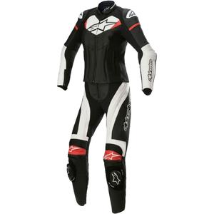 Mono de moto de dos piezas Alpinestars STELLA GP PLUS 2 Mujer Negro, Blanco y Rojo